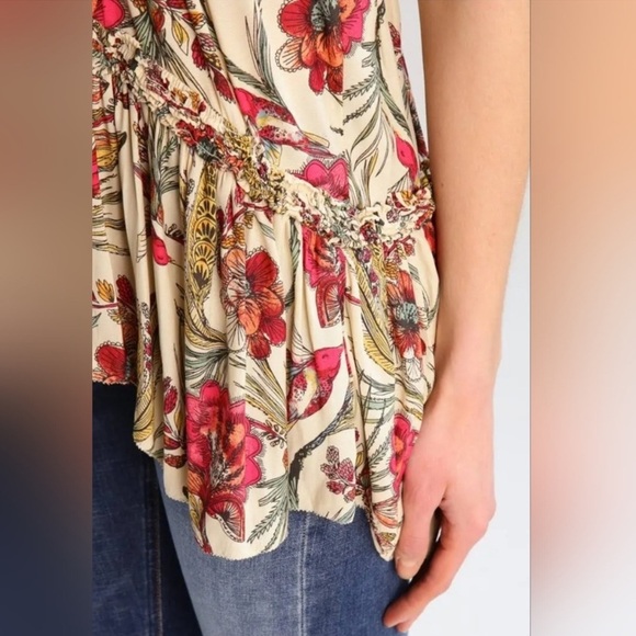 NWOT Free People Haze XS Tiered Tunic Tank Top Blouse Floral New $88 retail - Picture 6 of 7